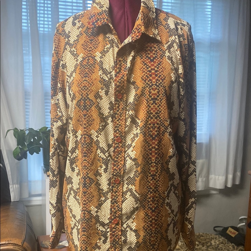 Exotic Brown and Tan Snake Print Blouse